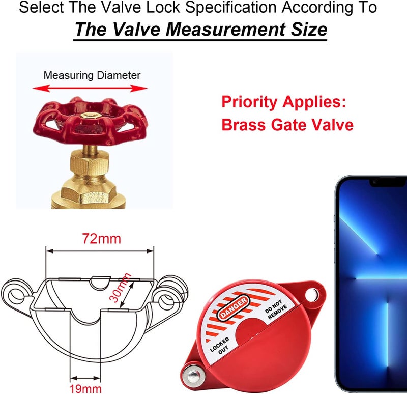 Young Dance Gate Valve Lockout Device | 1 to 2-1/2 Inch Dia | 2 Pack | Hose Bib, Gas, Propane Tank, Water Spigot and Faucet Locks Outdoor | Red for Professional and Industrial Use - Image 3